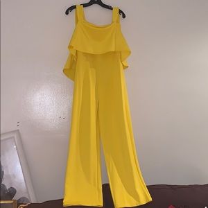 Yellow wide legged jumpsuit Hand made